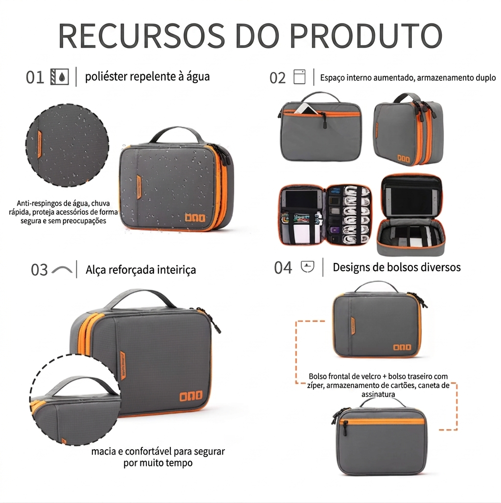 Organizador de Cabos Portátil Impermeável Compacto
