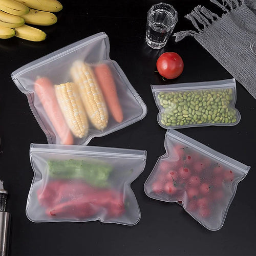 Conjunto de 10 sacos de silicone reutilizaveis para alimentos