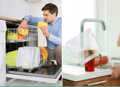 Conjunto de 10 sacos de silicone reutilizaveis para alimentos