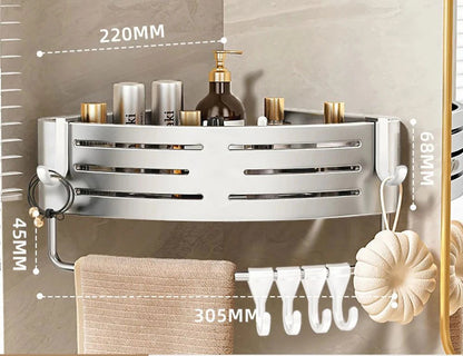 Prateleira de Canto Banheiro sem Furo com Suporte Toalha