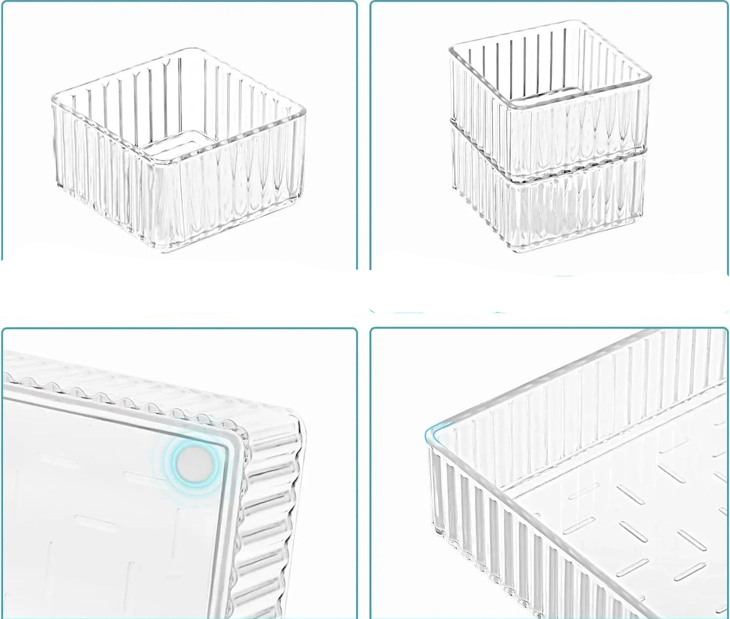 Kit Organizadores de Gaveta de Plástico Transparente