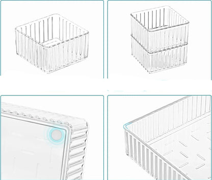 Kit Organizadores de Gaveta de Plástico Transparente