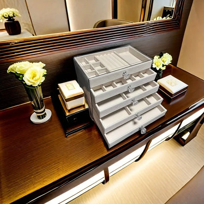 Organizador de Joias 5 Camadas em Veludo com Gavetas