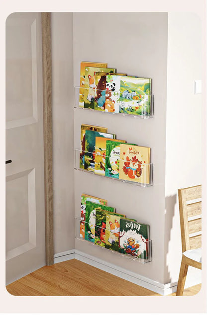 Estante Acrílica de Parede para Livros Infantis 3 pecas