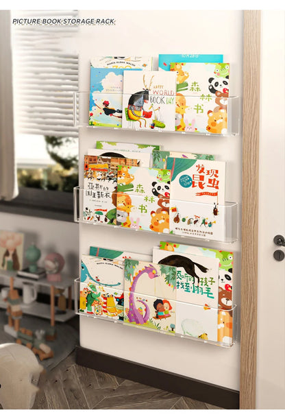 Estante Acrílica de Parede para Livros Infantis 3 pecas