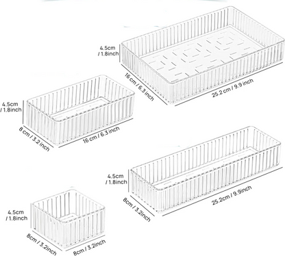Kit Organizadores de Gaveta de Plástico Transparente