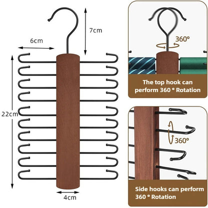 Cabide Multiuso de Madeira para Gravatas, Cintos e Lenços