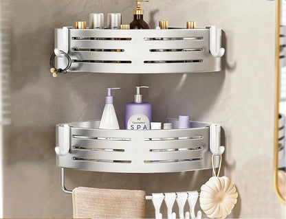 Prateleira de Canto Banheiro sem Furo com Suporte Toalha