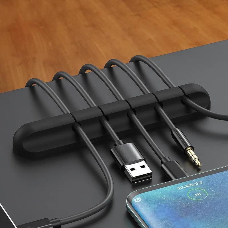 Organizador de Cabos USB e Fios – Suporte de Mesa Adesivo