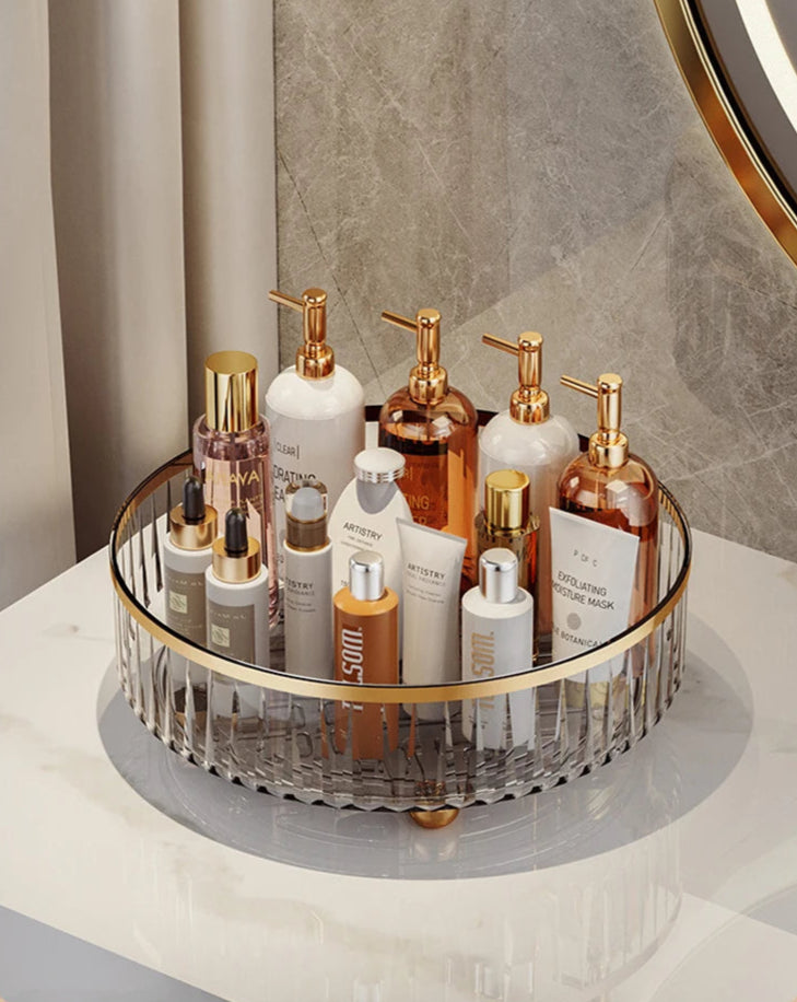 Bandeja Rotativa para Perfume e Maquiagem – Elegância e Praticidade