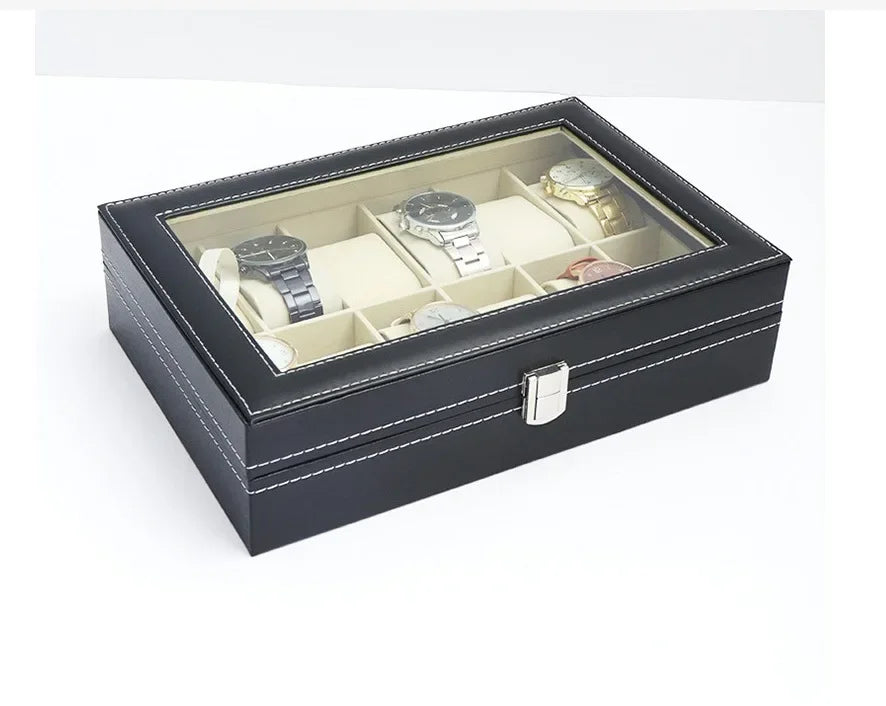 Estojo de Relógios  em Couro Luxuoso Compacto