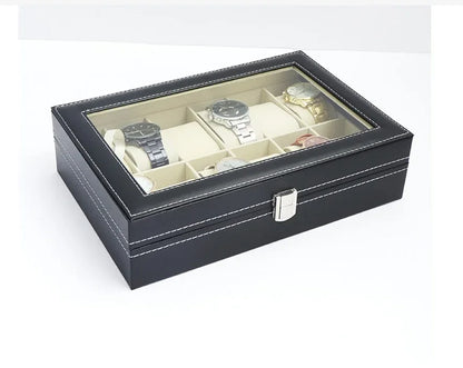 Estojo de Relógios  em Couro Luxuoso Compacto