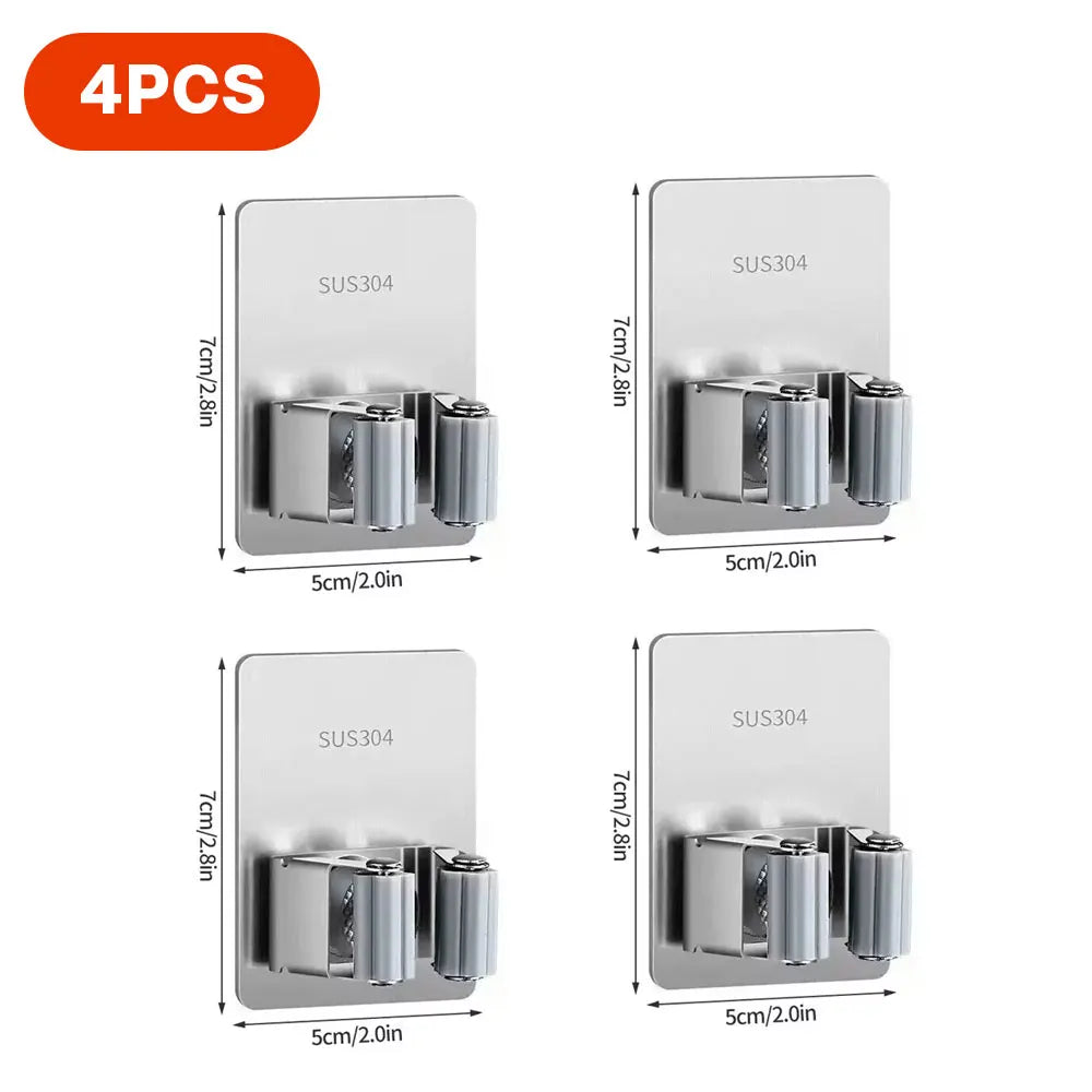 "Suporte Adesivo Inox para Vassouras – Resistente e Prático"