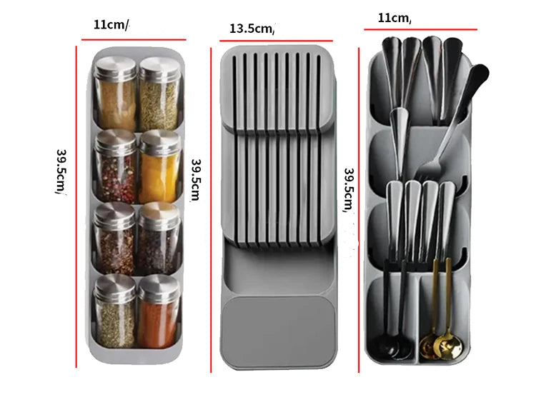Bandeja de Gaveta Multifuncional para Talheres e Especiarias