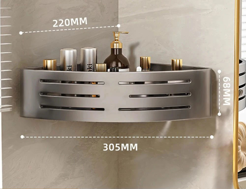 Prateleira de Canto Banheiro sem Furo com Suporte Toalha