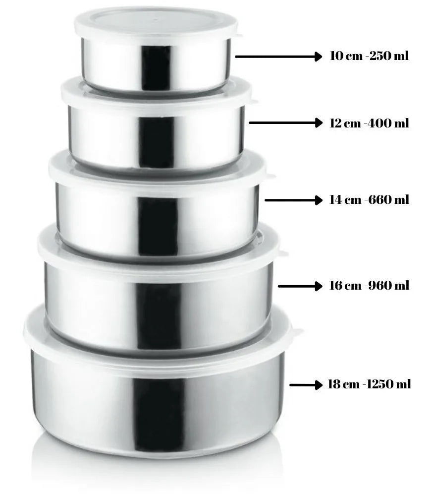 conjunto de tigelas de inox 5 pcs