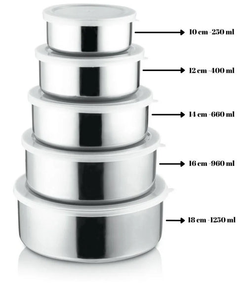 conjunto de tigelas de inox 5 pcs