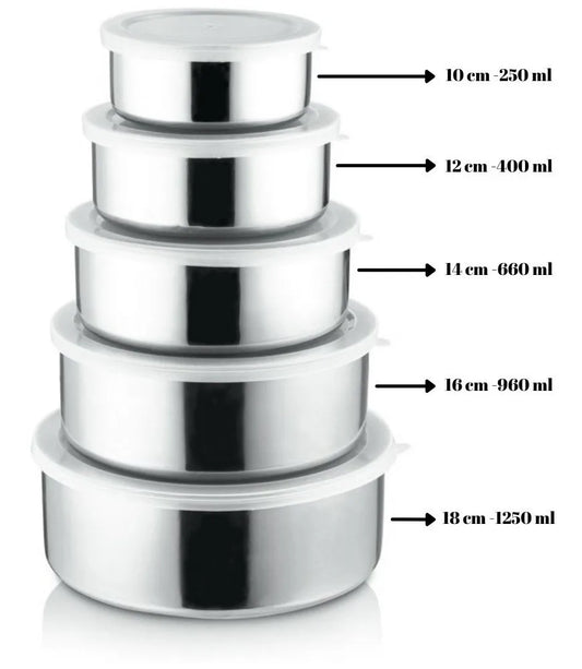 conjunto de tigelas de inox 5 pcs