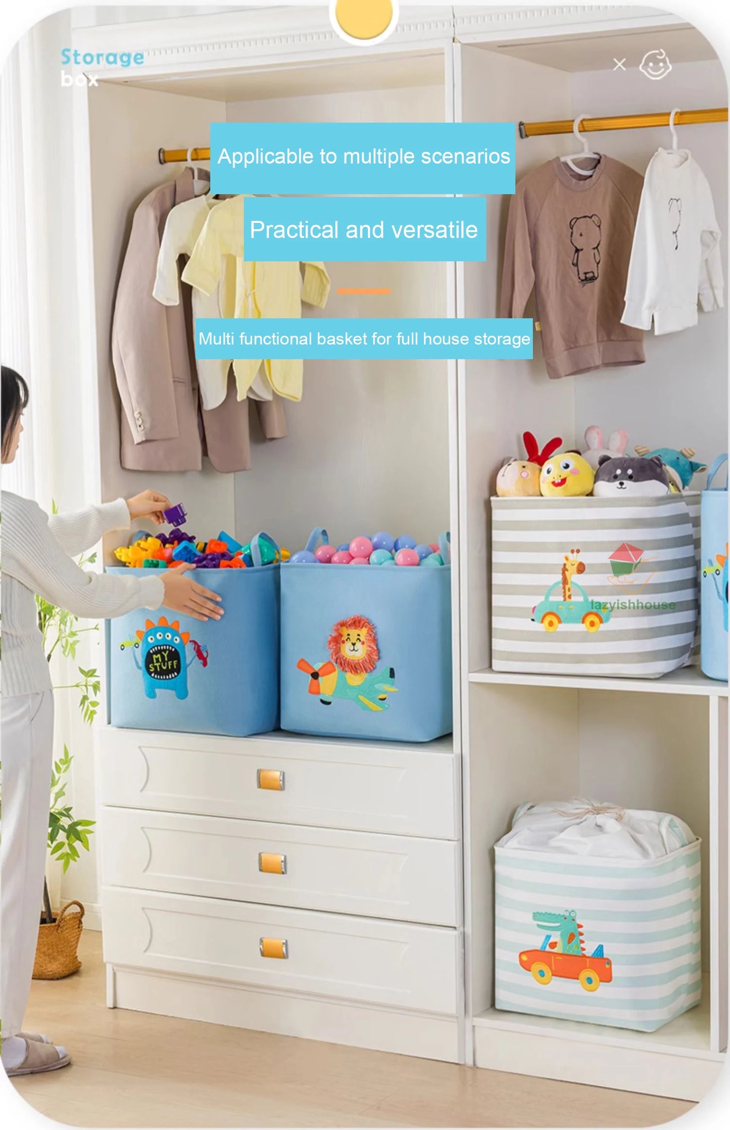 Cesta Dobrável de Linho Infantil – Espaçosa e Resistente