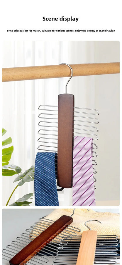 Cabide Multiuso de Madeira para Gravatas, Cintos e Lenços