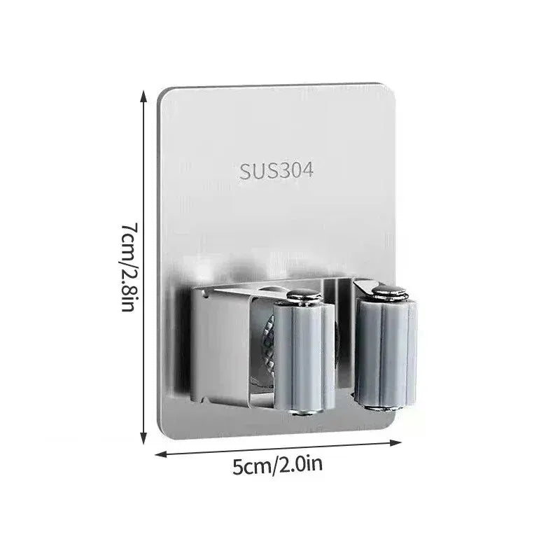 "Suporte Adesivo Inox para Vassouras – Resistente e Prático"