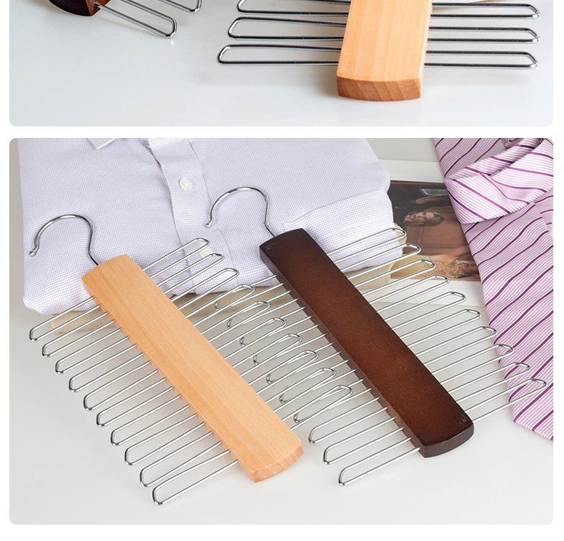 Cabide Multiuso de Madeira para Gravatas, Cintos e Lenços